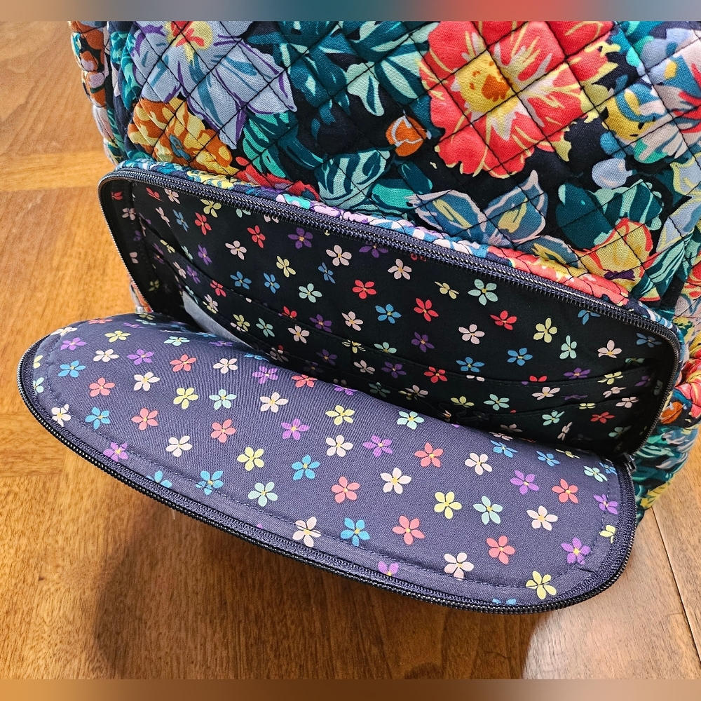Vera Bradley Campus Backpack Happy Blooms Cotton NWT - Picture 5 of 7